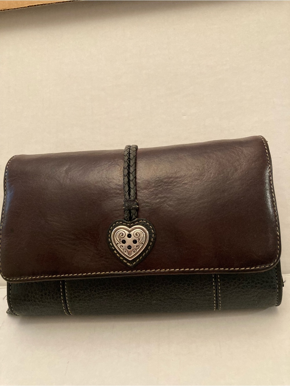 Brighton Black & Brown Leather Trifold Wallet